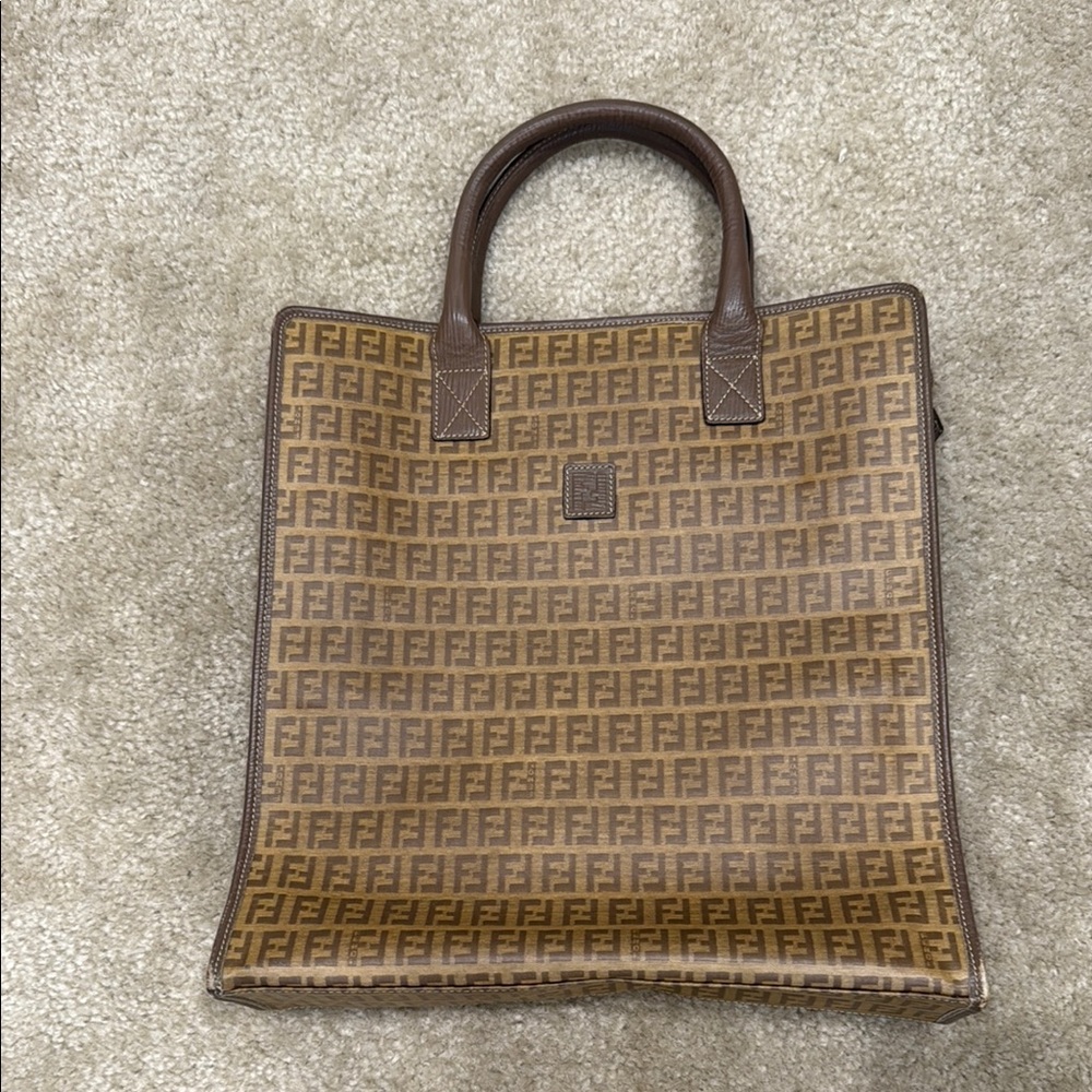 Fendi Brown Monogram Briefcase with Iconic FF Pattern